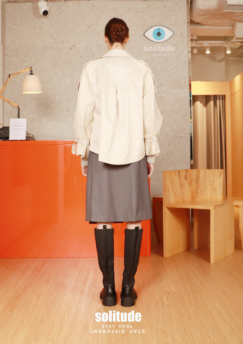 Off-White Double Breasted Chiffon Sleeve Jacket