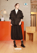 Black Double Layered Trench Jacket
