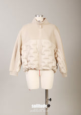 Beige Wool Mixed Quilted Down Jacket