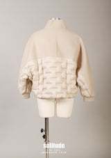 Beige Wool Mixed Quilted Down Jacket