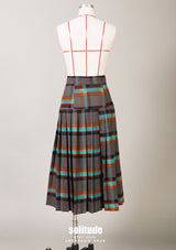 Grey Check Pleated Skirt