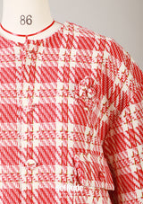 Red Checkered Tweed Jacket