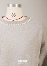 Grey Pearl Neck Sweater