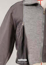 Grey Nylon Quilted Zip Up Jacket