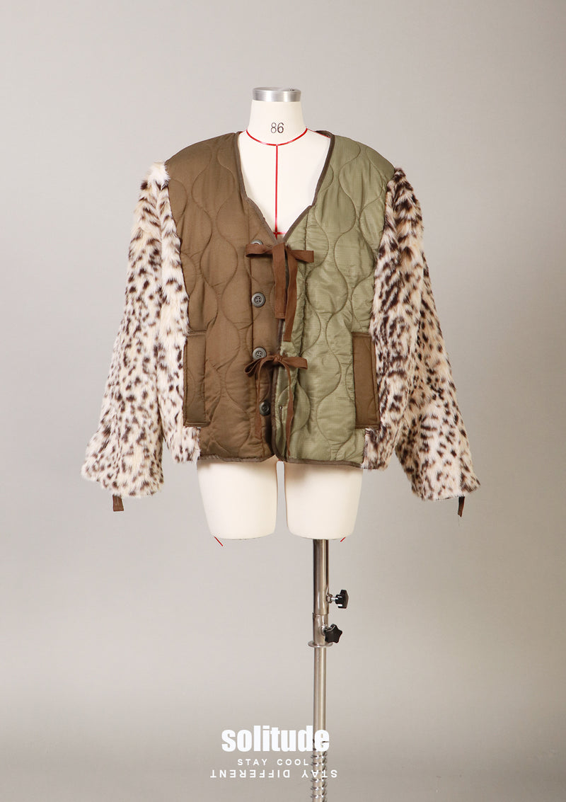 Leopard Pattern Quilted Jacket