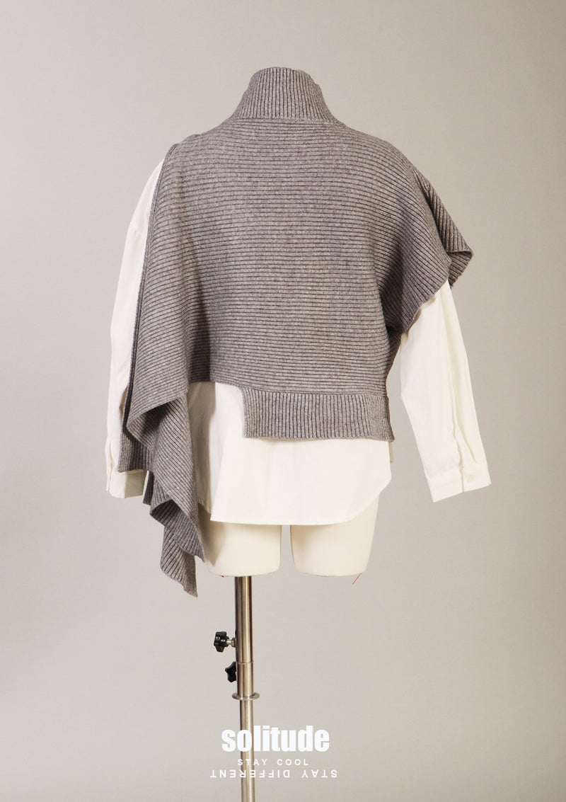 Charcoal Turtleneck Knit & Shirt Set