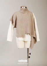 Beige Turtleneck Knit & Shirt Set