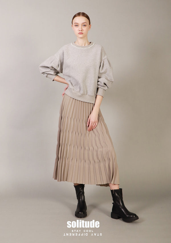 Brown Pleated Skirt