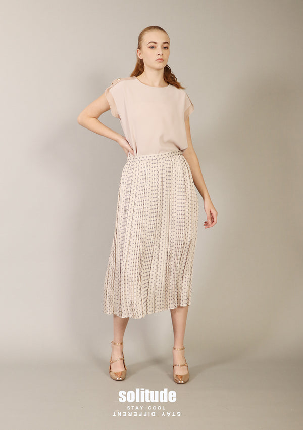 Pattern Pleated Satin Skirt