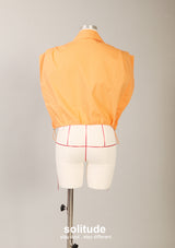 Orange Pleated Sleeveless Shirt