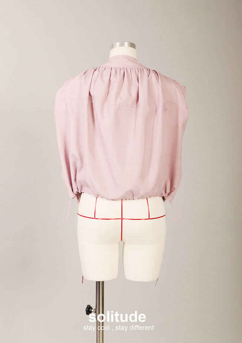 Pink Zip Up Woven Vest