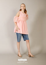 Pink Chiffon Drawstring Top