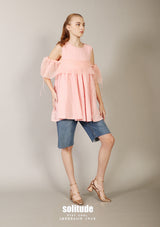 Pink Chiffon Drawstring Top