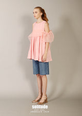 Pink Chiffon Drawstring Top