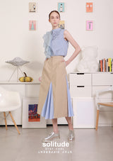 Blue Chiffon Ruffles Sleeveless Shirt