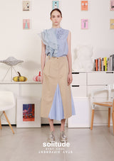 Blue Chiffon Ruffles Sleeveless Shirt