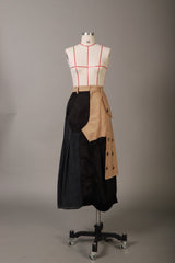 Mixed Fabric Midi Skirt
