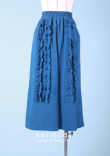 Blue Ruffles Trimmed Pants