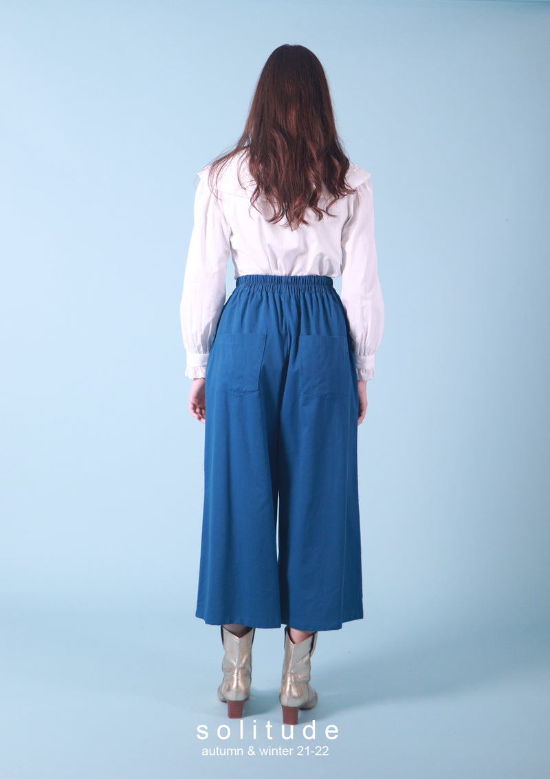 Blue Ruffles Trimmed Pants