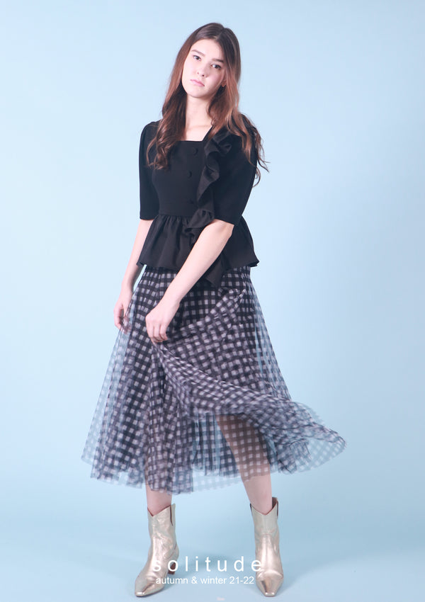 Black Checkered Tulle Skirt