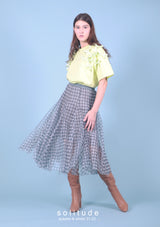 Grey Checkered Tulle Skirt