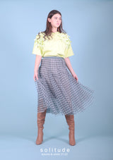 Grey Checkered Tulle Skirt