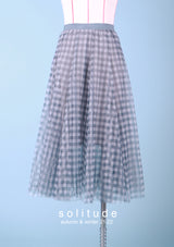 Grey Checkered Tulle Skirt