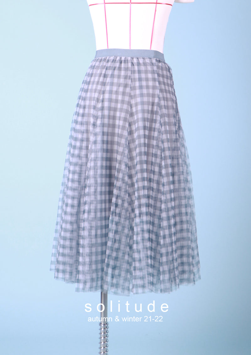 Grey Checkered Tulle Skirt