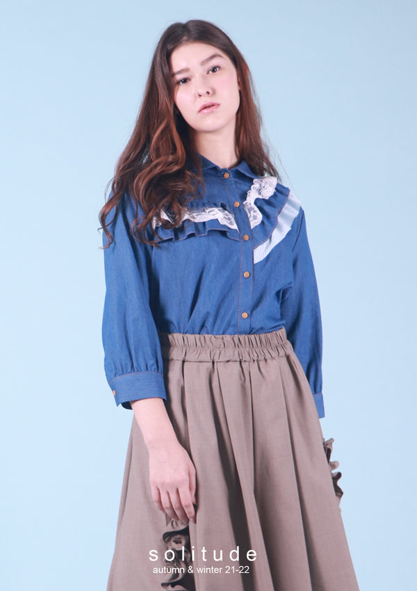 Lace Trimmed Denim Shirt