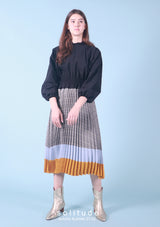 Navy Pleated Dress