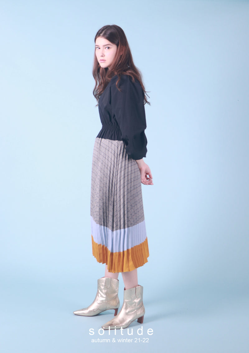 Navy Pleated Dress