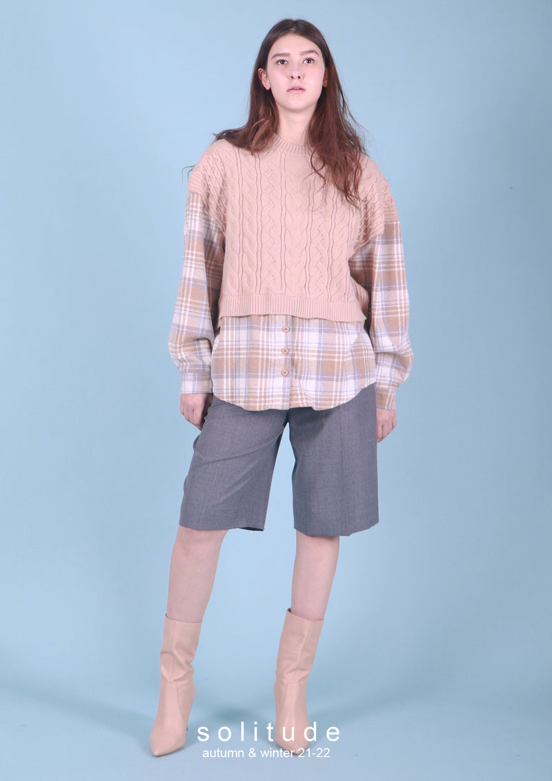 Knit Mixed Woven Top