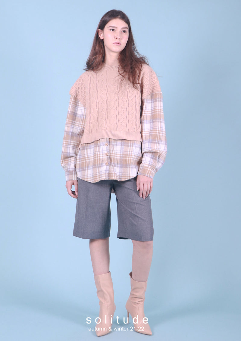 Knit Mixed Woven Top
