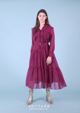 Printed Dress with Belt Set