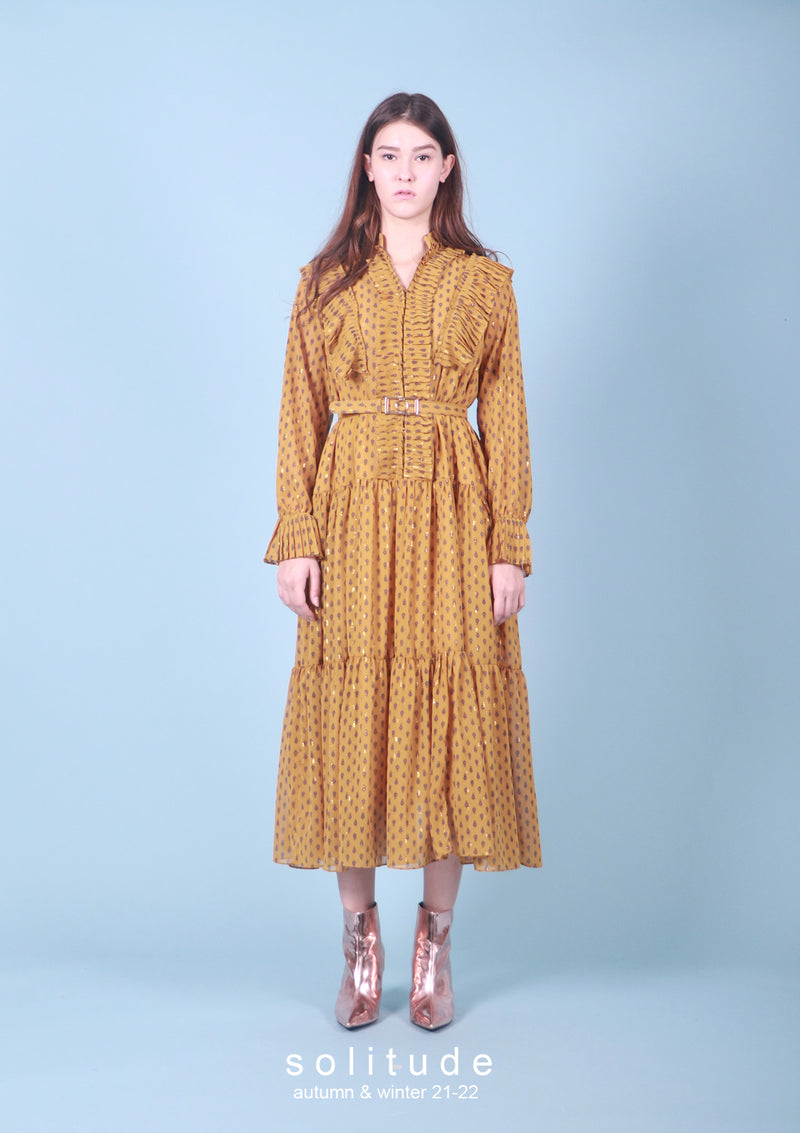 Printed Dress with Belt Set