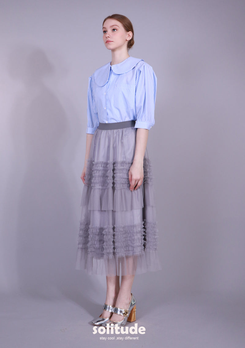 ROUND COLLAR STRIPED SHIRT