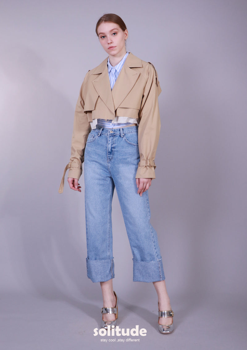 DOUBLE LAYER CROPPED JACKET