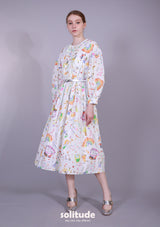 DRAWING PRINTED DRESS WITH BELT SET