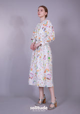 DRAWING PRINTED DRESS WITH BELT SET