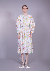 DRAWING PRINTED DRESS WITH BELT SET
