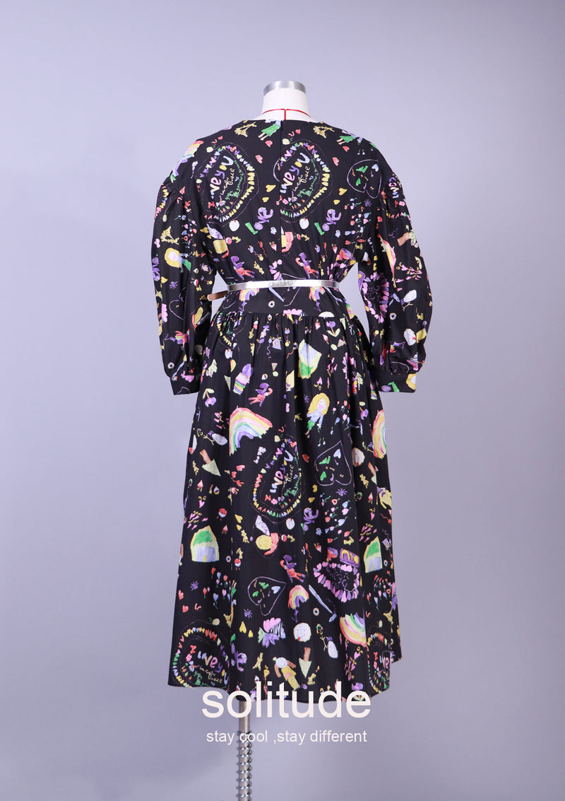 DRAWING PRINTED DRESS