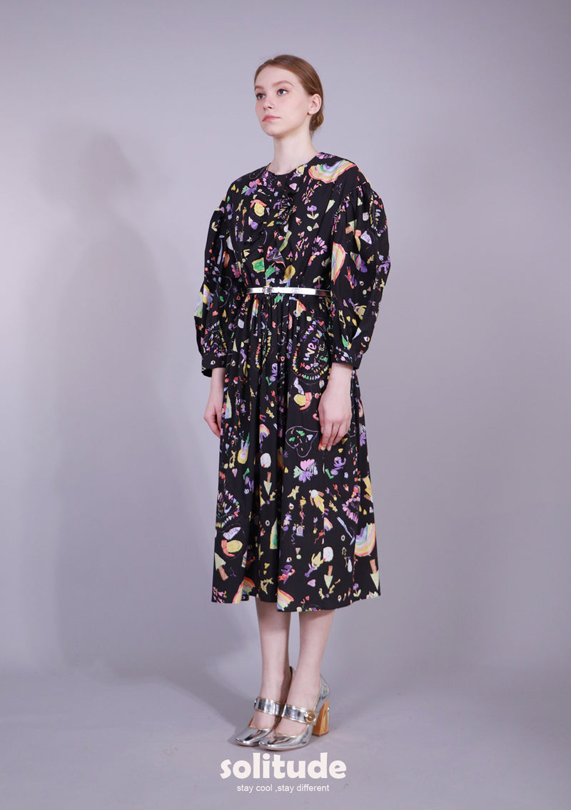 DRAWING PRINTED DRESS
