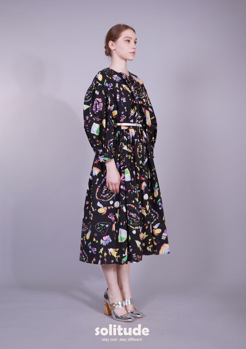 DRAWING PRINTED DRESS