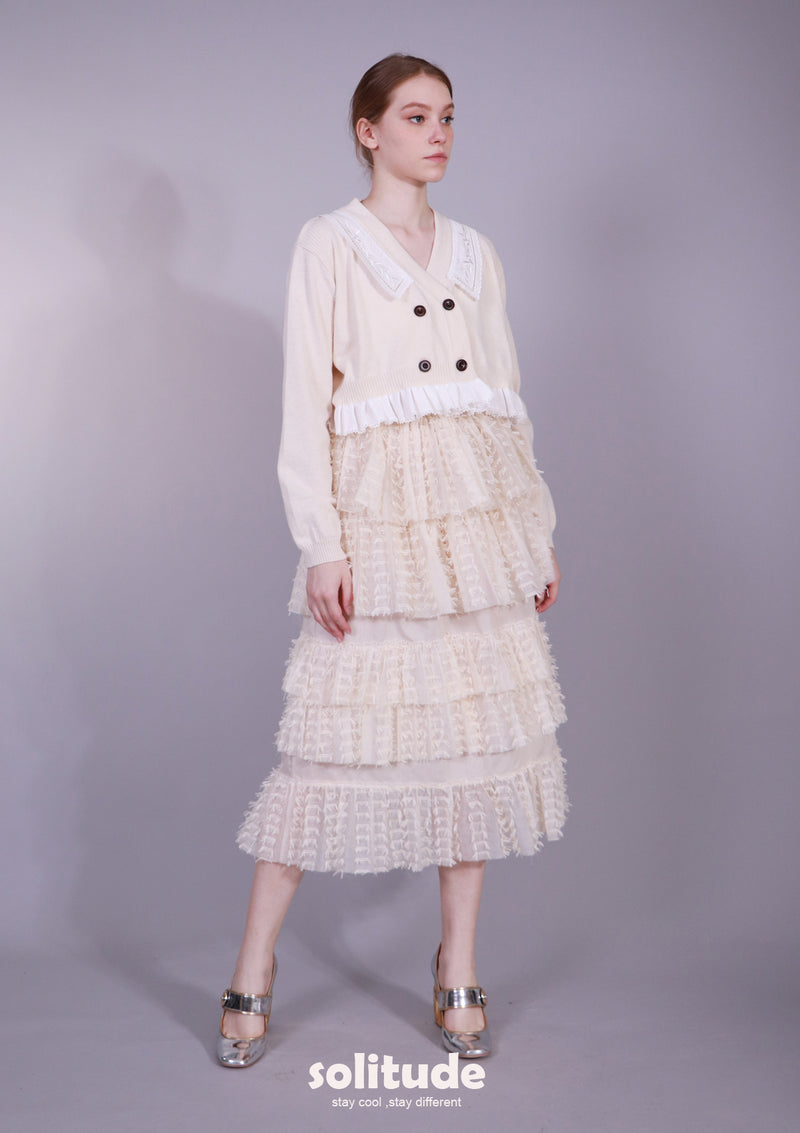 RUFFLES TRIMMED CARDIGAN