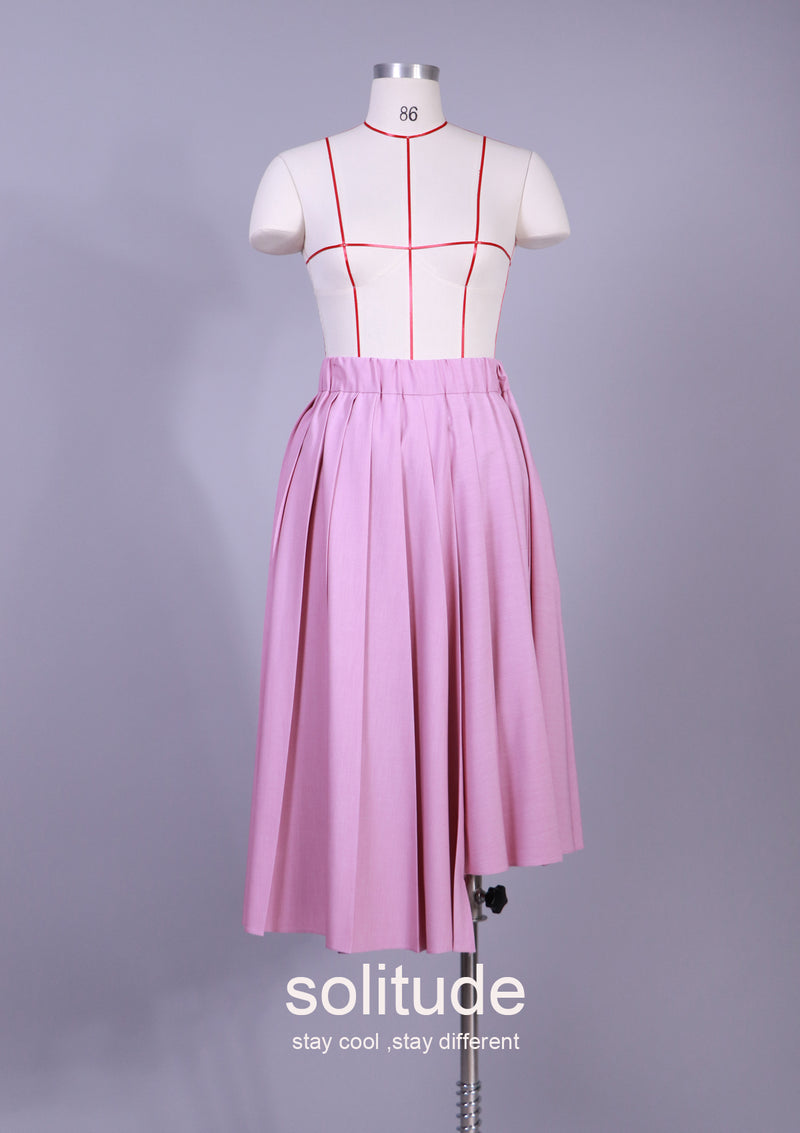 PINK PLEATEDFLARE SKIRT