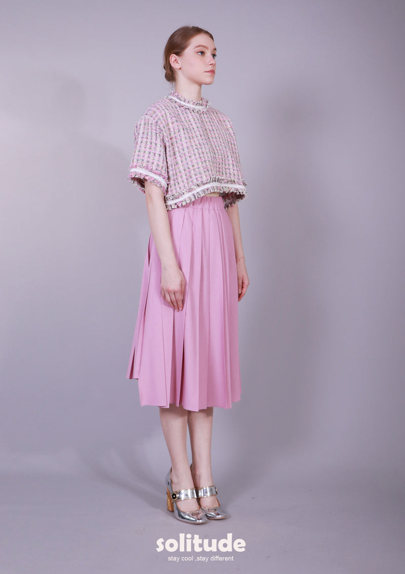PINK PLEATEDFLARE SKIRT