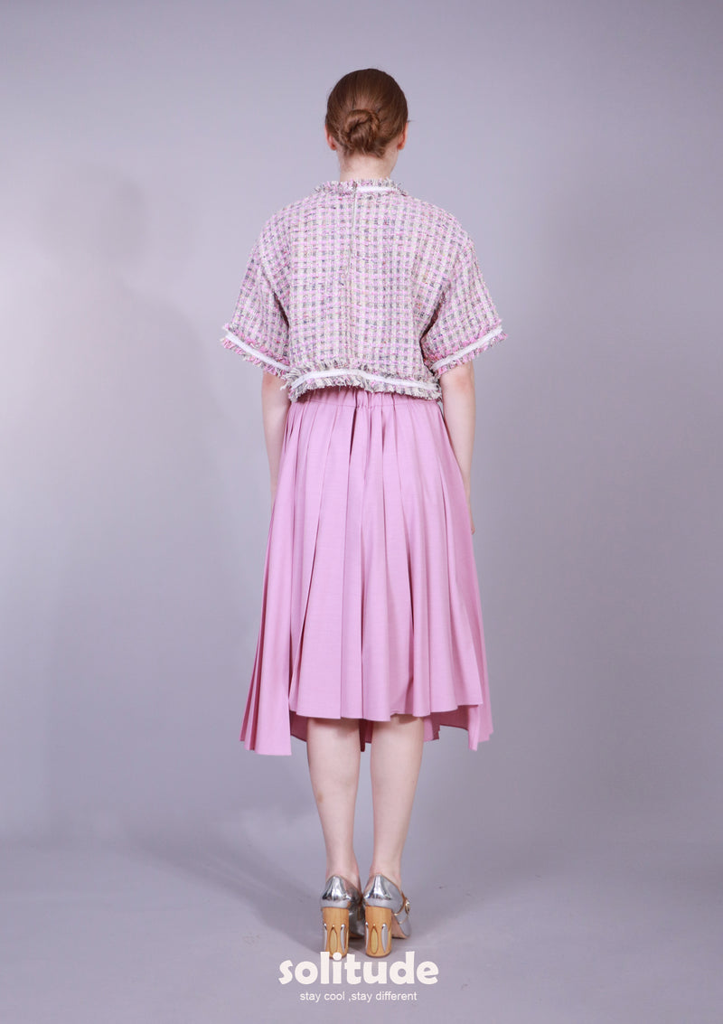 PINK PLEATEDFLARE SKIRT