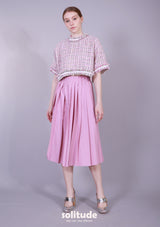PINK PLEATEDFLARE SKIRT