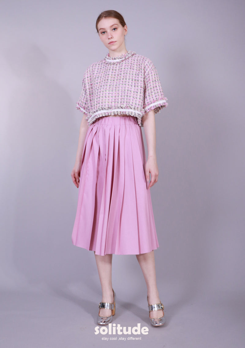 PINK PLEATEDFLARE SKIRT