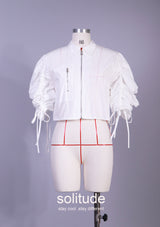 WHITE DRAWSTRING CROPPED TOP